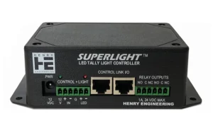 The Henry Engineering SUPERLIGHT is a logic/control interface for controlling low voltage studio tally lights.