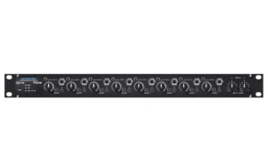 The Sonifex AVN-AH8 multi-channel headphone amplifier is a 1U rack-mount which distributes 2 sets of stereo audio to up to 8 different sets of headphones.