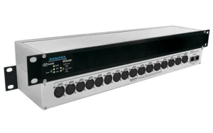 The Sonifex AVN-AI16R audio converter and interface converts up to sixteen analogue inputs to the Dante Audio-over-IP networking standard.