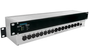 The Sonifex AVN-AIO8 audio converter and interface converts up to eight analogue inputs and eight analogue outputs to and from the Dante Audio-over-IP networking standard
